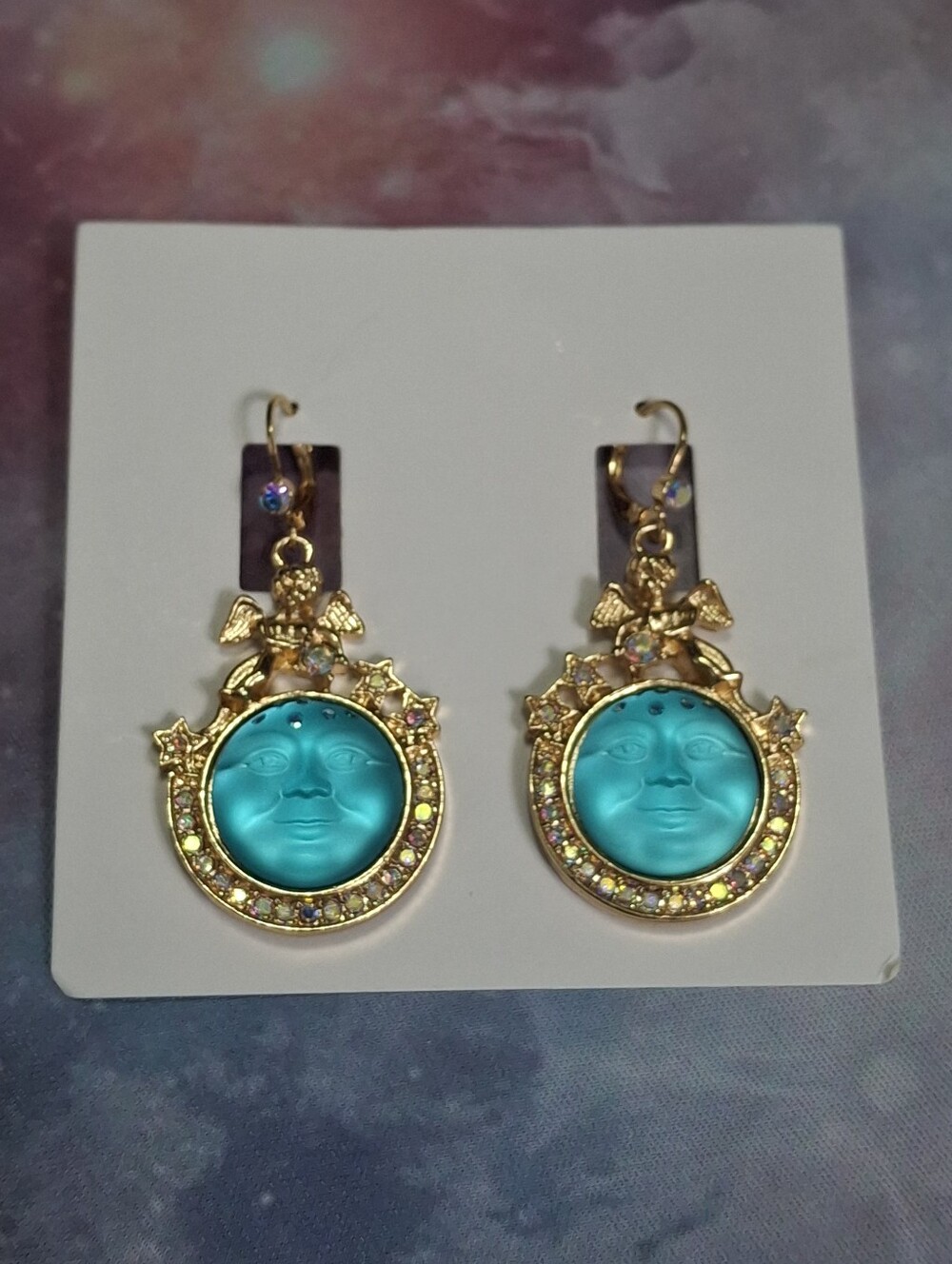 Kirks Folly Cherub Moon Face Earrings